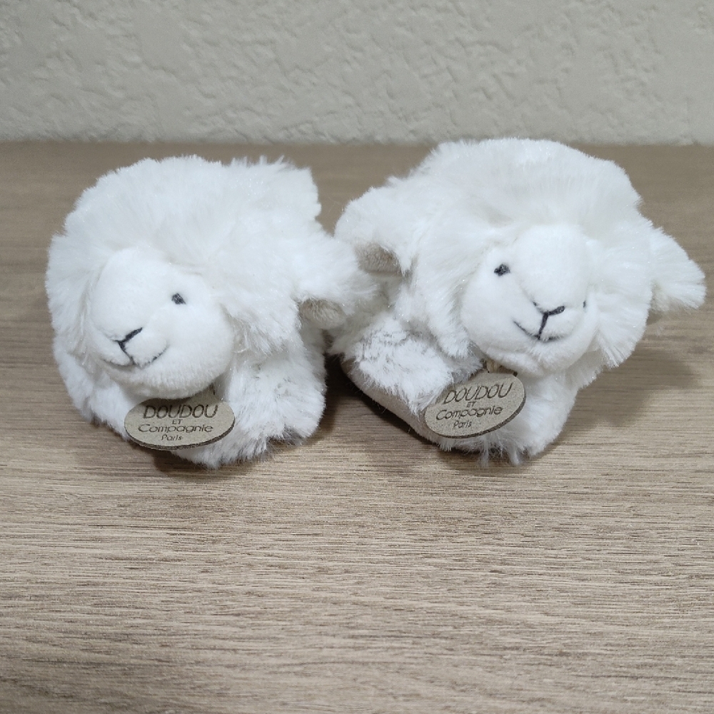 White Plush Lamb Slippers